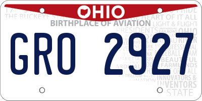 OH license plate GRO2927