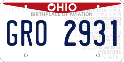 OH license plate GRO2931