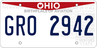 OH license plate GRO2942