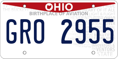 OH license plate GRO2955