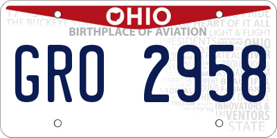 OH license plate GRO2958