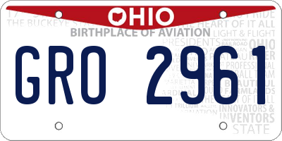 OH license plate GRO2961