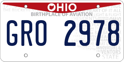 OH license plate GRO2978