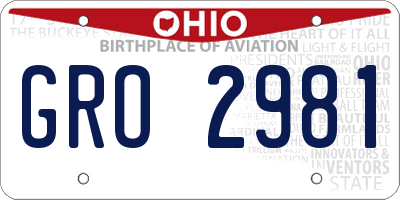 OH license plate GRO2981