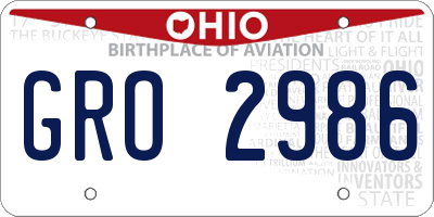 OH license plate GRO2986