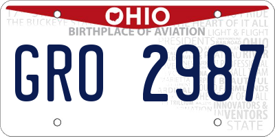 OH license plate GRO2987
