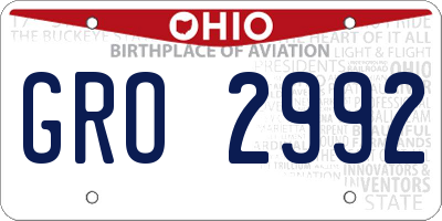 OH license plate GRO2992