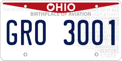 OH license plate GRO3001
