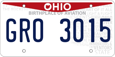 OH license plate GRO3015