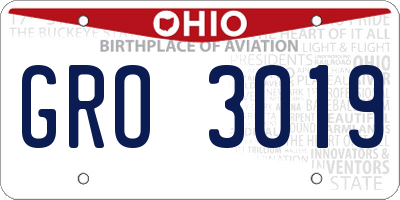 OH license plate GRO3019