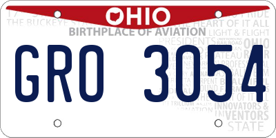OH license plate GRO3054