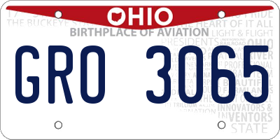 OH license plate GRO3065