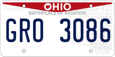 OH license plate GRO3086