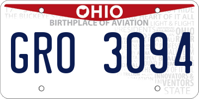 OH license plate GRO3094