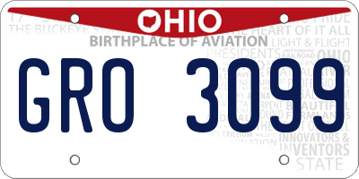 OH license plate GRO3099