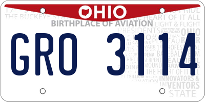 OH license plate GRO3114