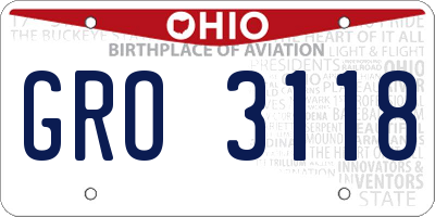 OH license plate GRO3118