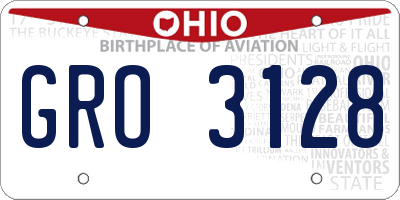 OH license plate GRO3128
