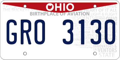 OH license plate GRO3130