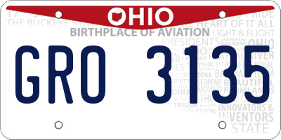 OH license plate GRO3135