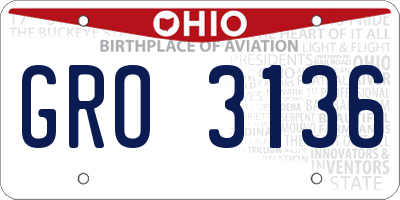 OH license plate GRO3136