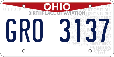 OH license plate GRO3137