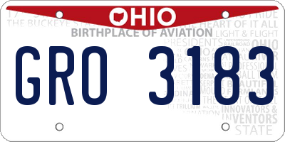OH license plate GRO3183