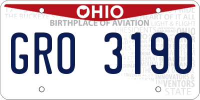 OH license plate GRO3190