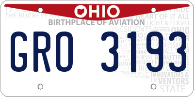 OH license plate GRO3193