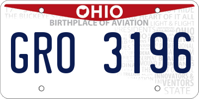 OH license plate GRO3196