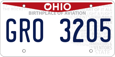 OH license plate GRO3205