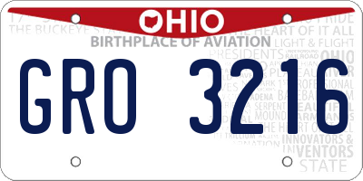 OH license plate GRO3216