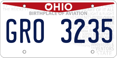 OH license plate GRO3235