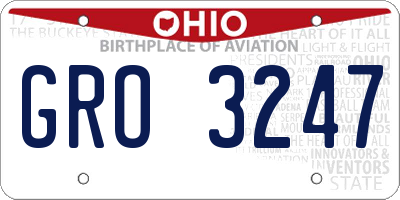 OH license plate GRO3247