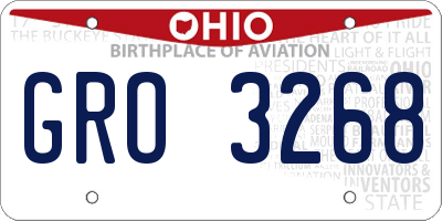 OH license plate GRO3268