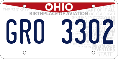 OH license plate GRO3302