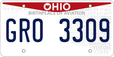 OH license plate GRO3309