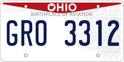 OH license plate GRO3312
