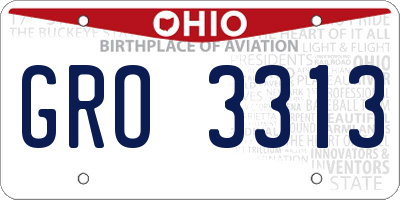 OH license plate GRO3313
