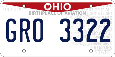 OH license plate GRO3322
