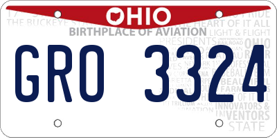 OH license plate GRO3324