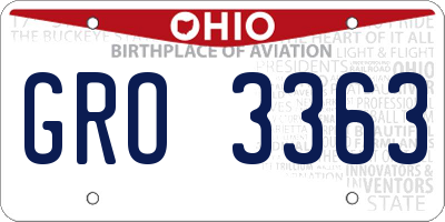 OH license plate GRO3363