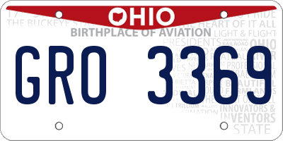OH license plate GRO3369