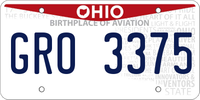 OH license plate GRO3375
