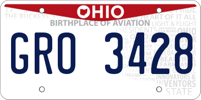 OH license plate GRO3428