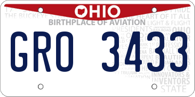 OH license plate GRO3433