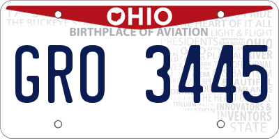 OH license plate GRO3445