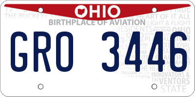 OH license plate GRO3446