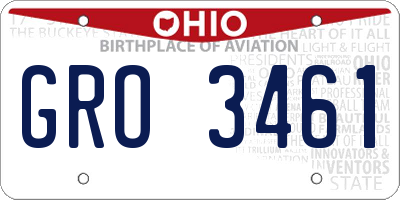 OH license plate GRO3461