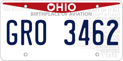 OH license plate GRO3462